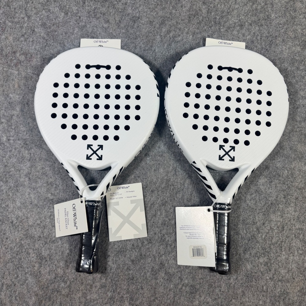 Set of 2 Off-White c/o Virgil Abloh Fiber Glass Padel Racket White Black Arrows